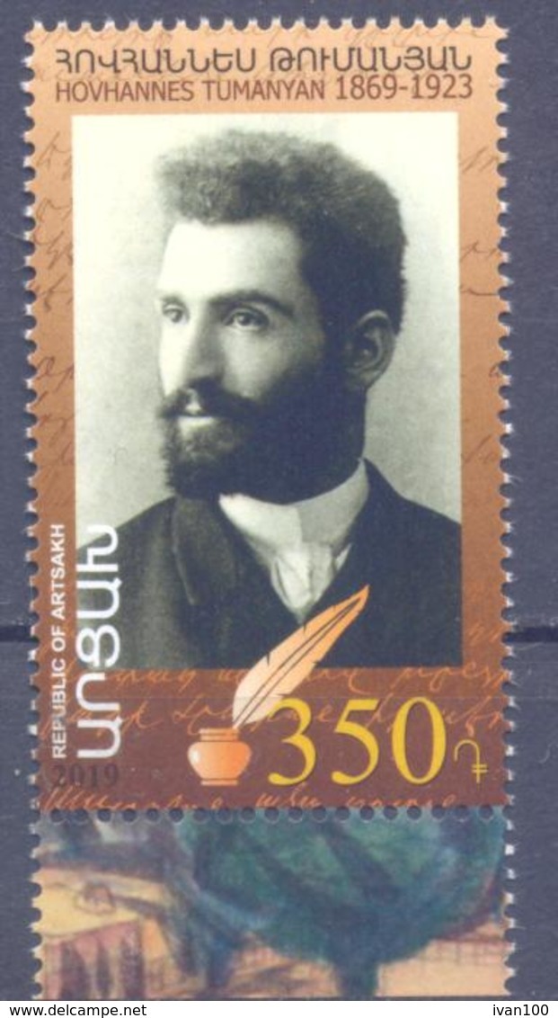 2019. Mountainous Karabakh, H. Tumanyan, Poet, 1v, Mint/** - Armenia