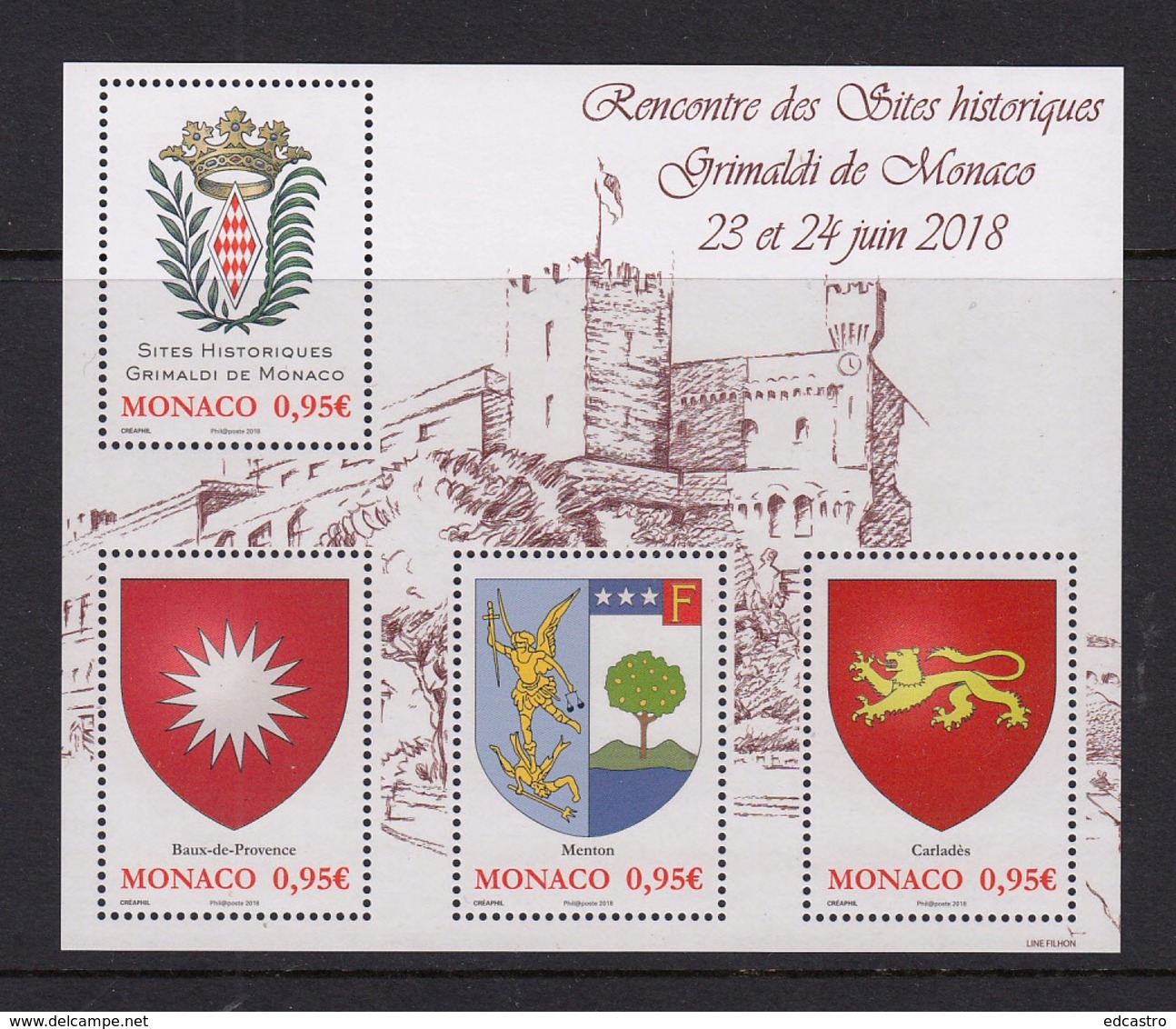 6.- MONACO 2018 Historical Sites Of The Grimaldis Of Monaco - Unused Stamps