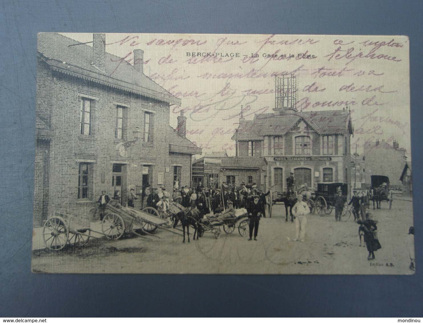 Cpa  BERCK-PLAGE -  La Gare Et La Poste. Animée - Berck