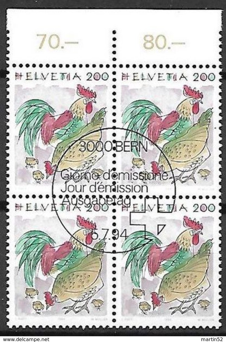 Schweiz Suisse 1994: Tiere Animaux Zu 869 Mi 1532 Huhn Poule Chicken (Gallus Gallus Domesticus) Block ET-o BERN 5.7.94 - Hühnervögel & Fasanen