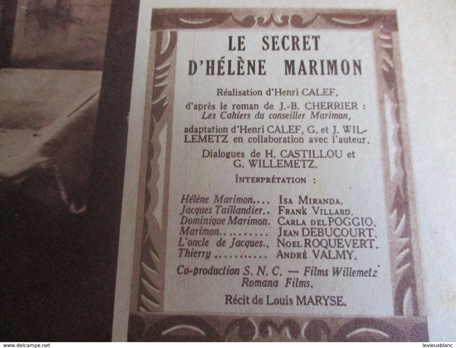 Cinéma/Revue/Mon Film/"Le Secret D'Héléne Marimon"/Isa MIRANDA, Noel ROQUEVERT/SNC/Henri CALEF/MOULOUDJI/1954 CIN97 - Otros & Sin Clasificación