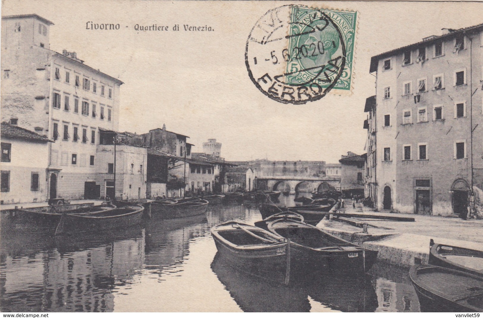 LIVORNO-QUARTIERE DI VENEZIA-CARTOLINA VIAGGIATA IL 5-6-1920 - Livorno