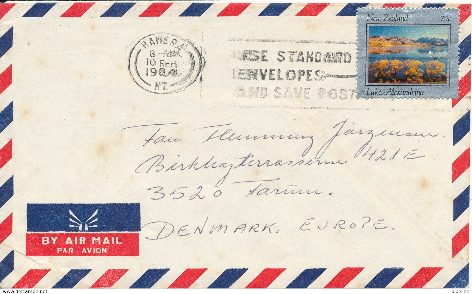 New Zealand Air Mail Cover Sent To Denmark 10-2-1984 - Corréo Aéreo