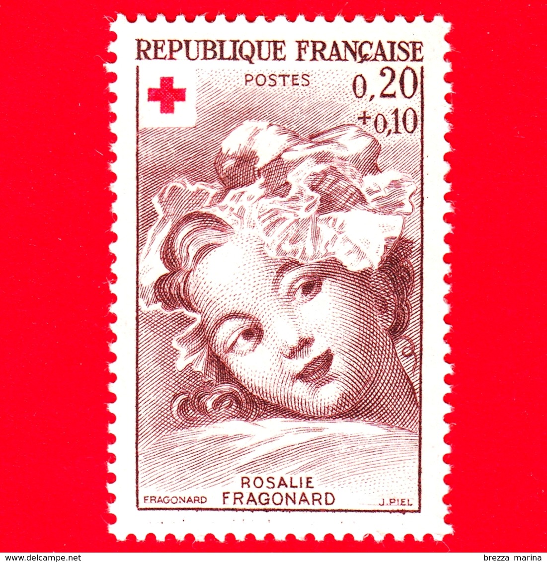Nuovo - MNH - FRANCIA - 1962 - Croce Rossa - Fragonard (1732-1806) - 'Rosalie Fragonard' - 0.20+0.10 - Nuovi