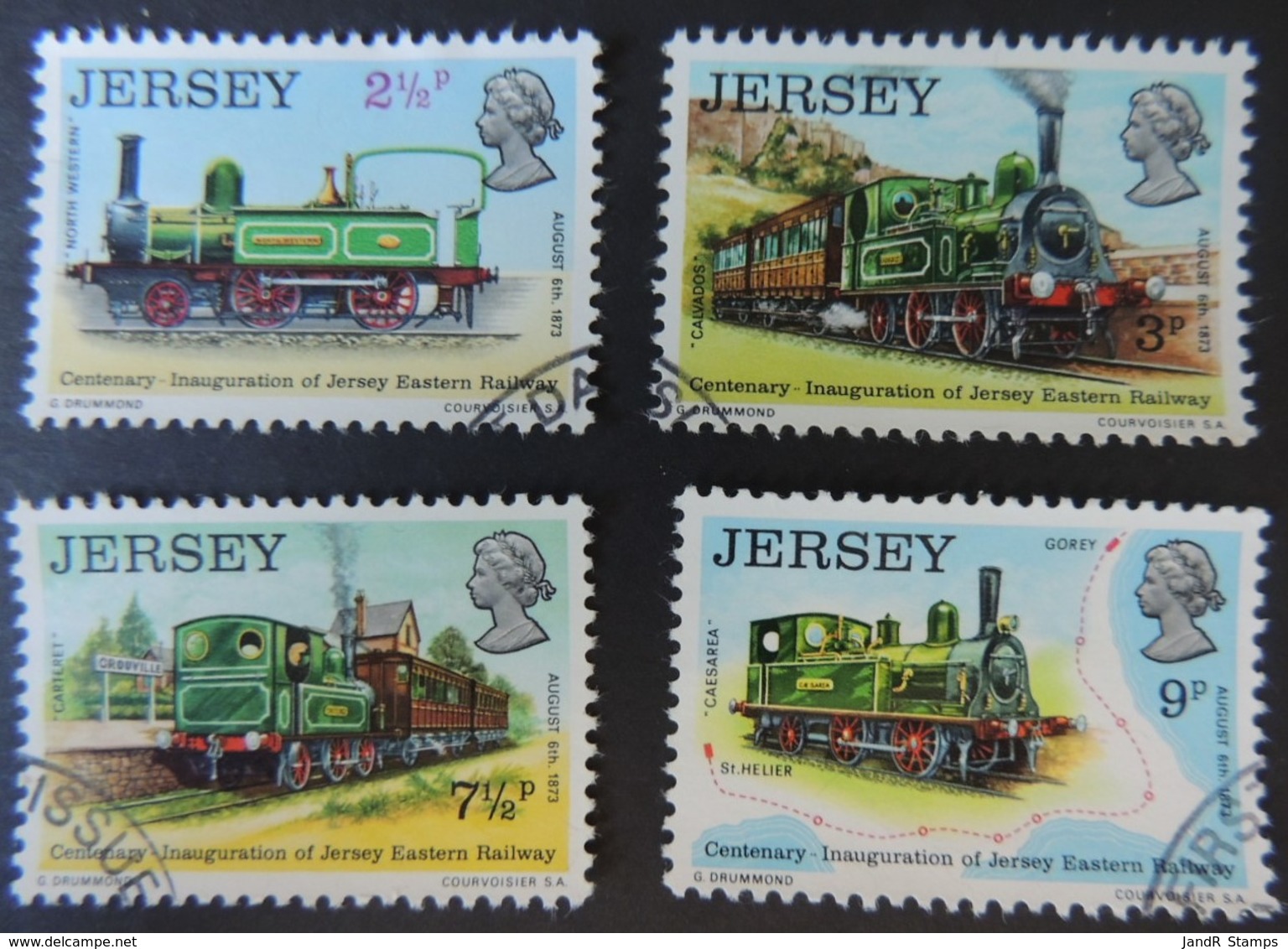 JERSEY 1973 EASTERN RAILWAY SET OF 4 VFU TRAINS CALVADOS NORTH WESTERN CARTERET CAESAREA - Jersey