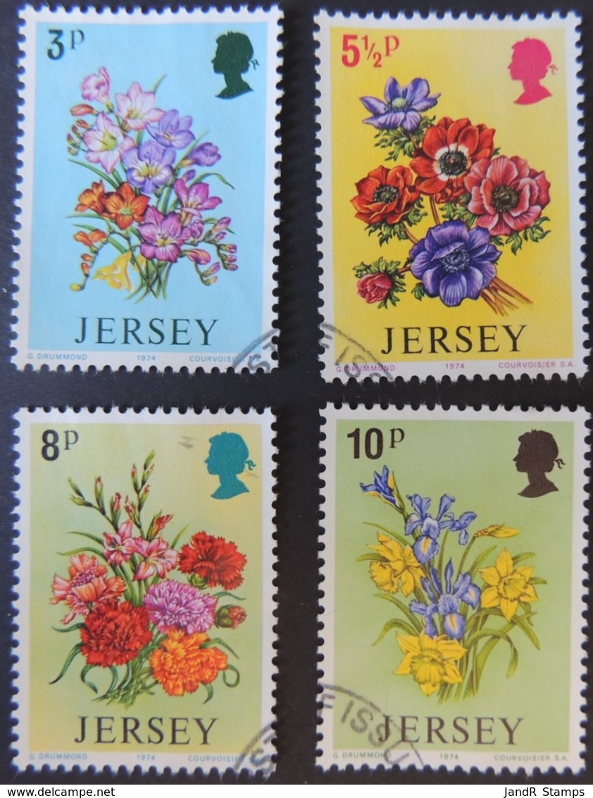 JERSEY 1974 SPRING FLOWERS SET OF 4 VFU - Jersey