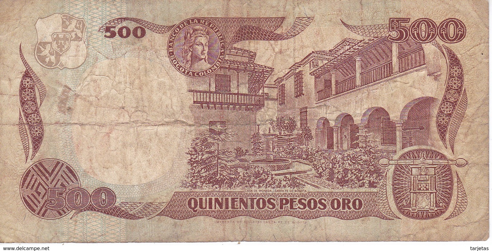 BILLETE DE COLOMBIA DE 500 PESOS DE ORO DEL AÑO 1992  (BANK NOTE) - Colombia