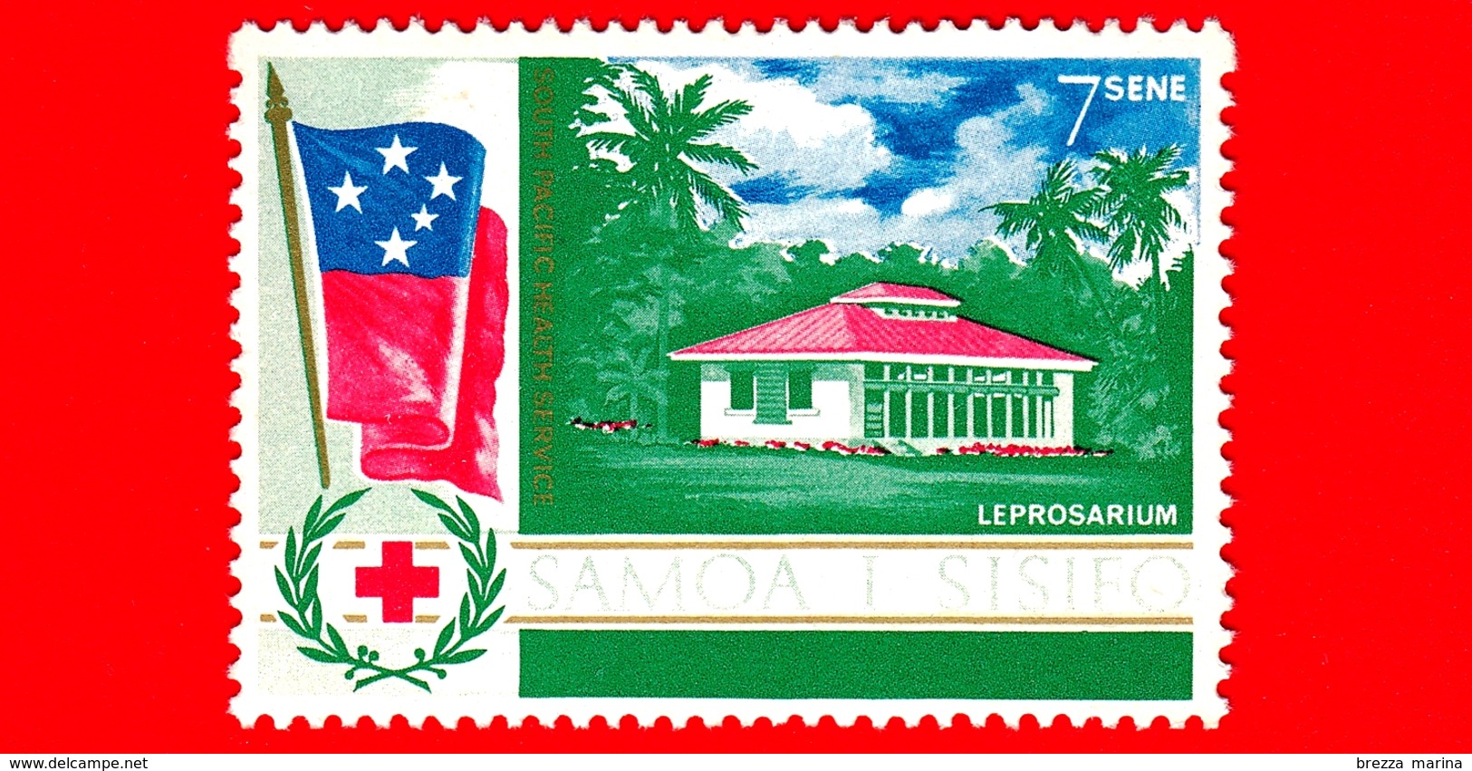 Nuovo - MNH - SAMOA E SISIFO - 1967 - Croce Rossa - Servizio Sanitario Del Sud Pacifico - Lebbrosario - 7 - Samoa