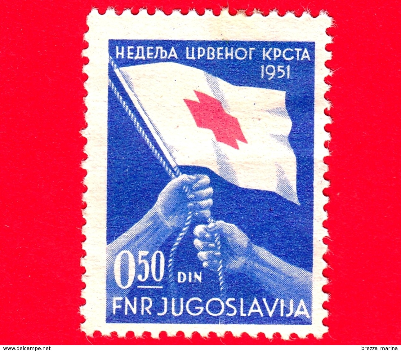 Nuovo - MNH - JUGOSLAVIA - 1951 - Croce Rossa - Red Cross - Bandiera - 0.50 - Nuovi