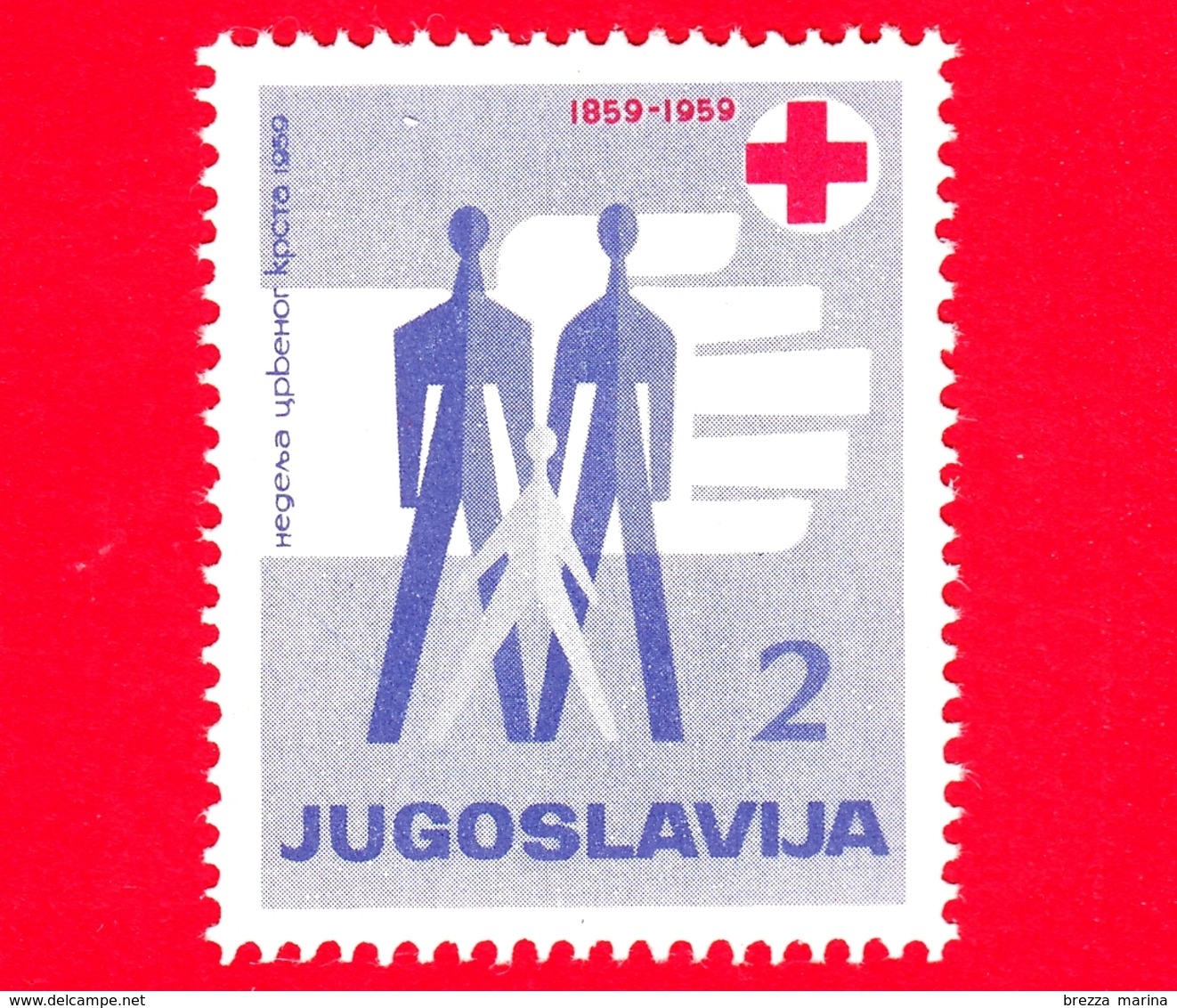 Nuovo - ML - JUGOSLAVIA - 1959 - 100 Anni Della Croce Rossa - Red Cross - Persone Stilizzate - 2 - Nuovi