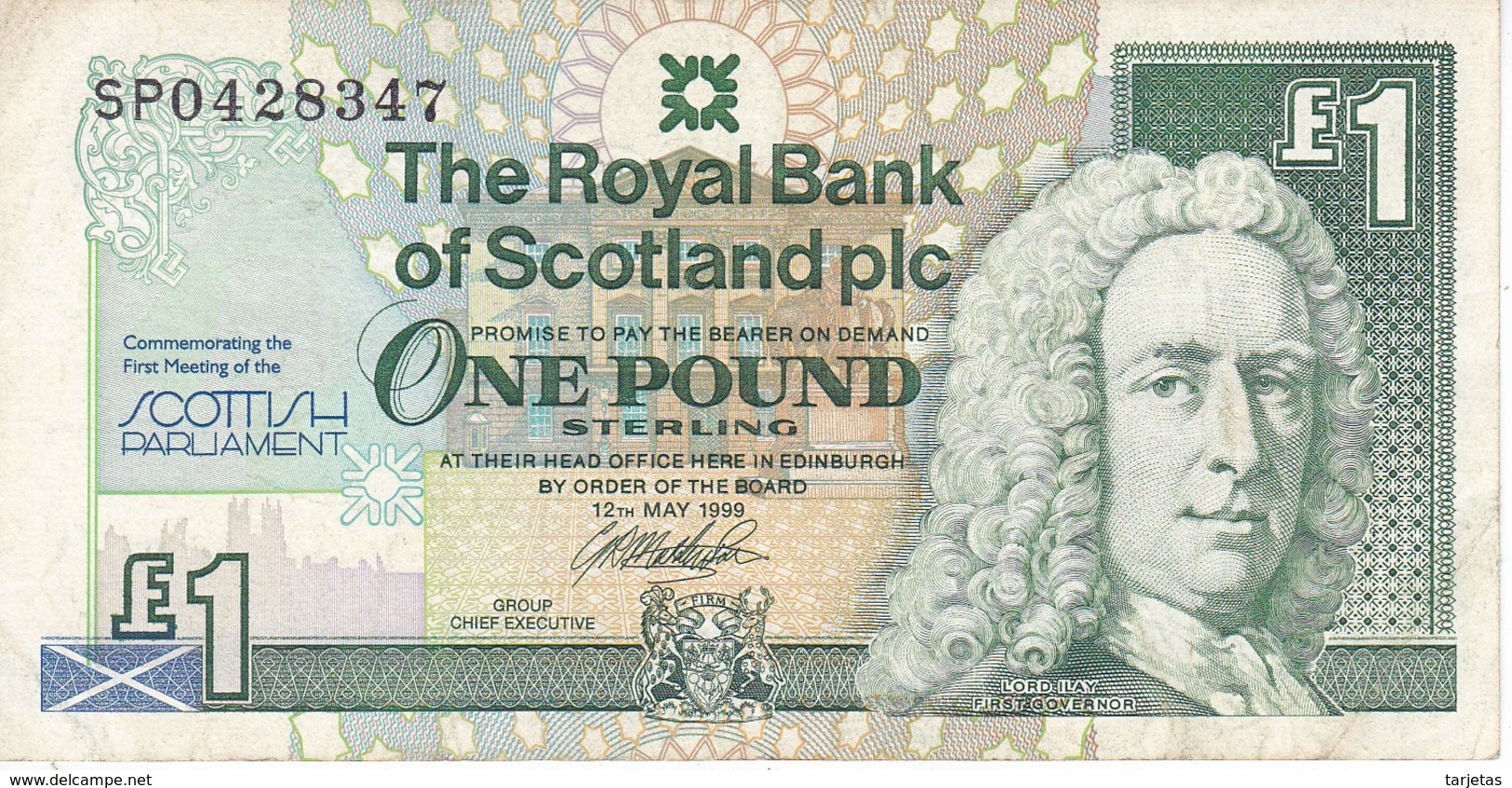 BILLETE DE ESCOCIA DE 1 POUND DEL AÑO 1999  (BANKNOTE) CONMEMORATIVO SCOTTISH PARLAMENT - 1 Pound