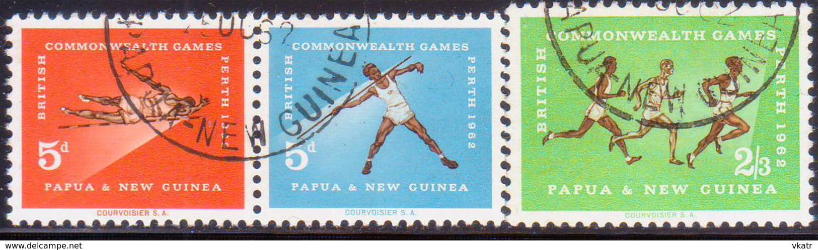 PAPUA NEW GUINEA 1962 SG #39-41 Compl.set Used Incl. Horiz.pair 39-40 Commonwealth Games - Papua New Guinea