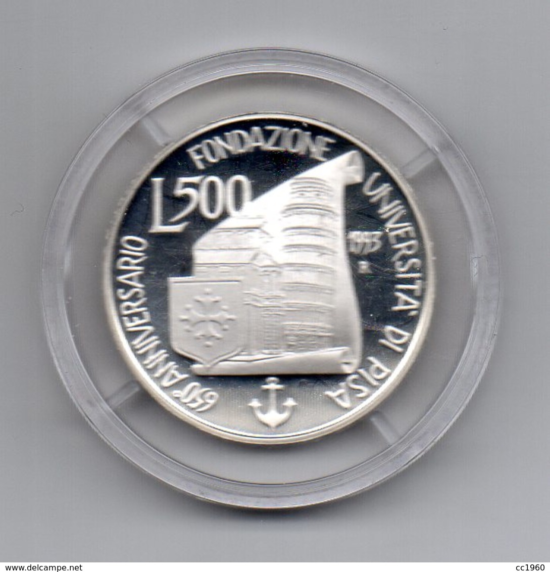 Italia - 1993 - 500 Lire  - PROOF - 650° Anniversario Fondazione Università Di Pisa - Argento 835 - In Capsula- (MW2152) - 500 Lire