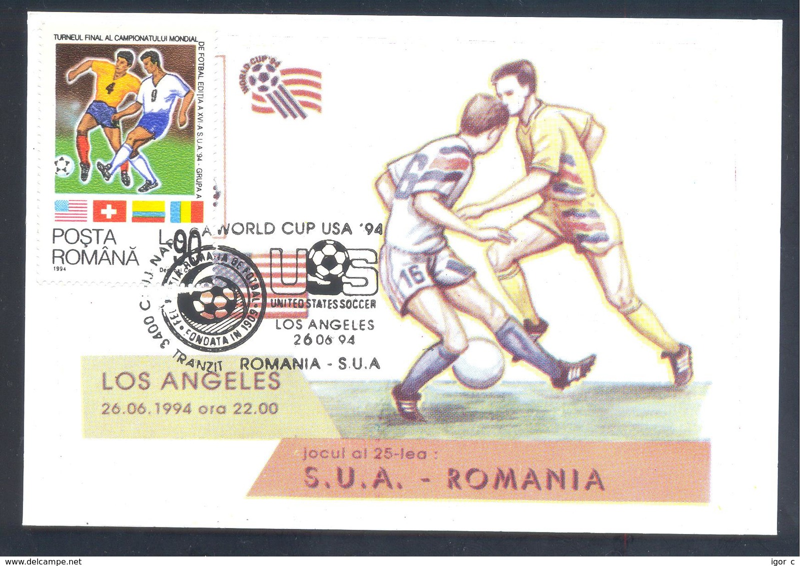 Romania 1994 Maximum Card: Fussball Football Soccer Calcio: FIFA World Cup 1994 USA; USA - Romania - 1994 – USA