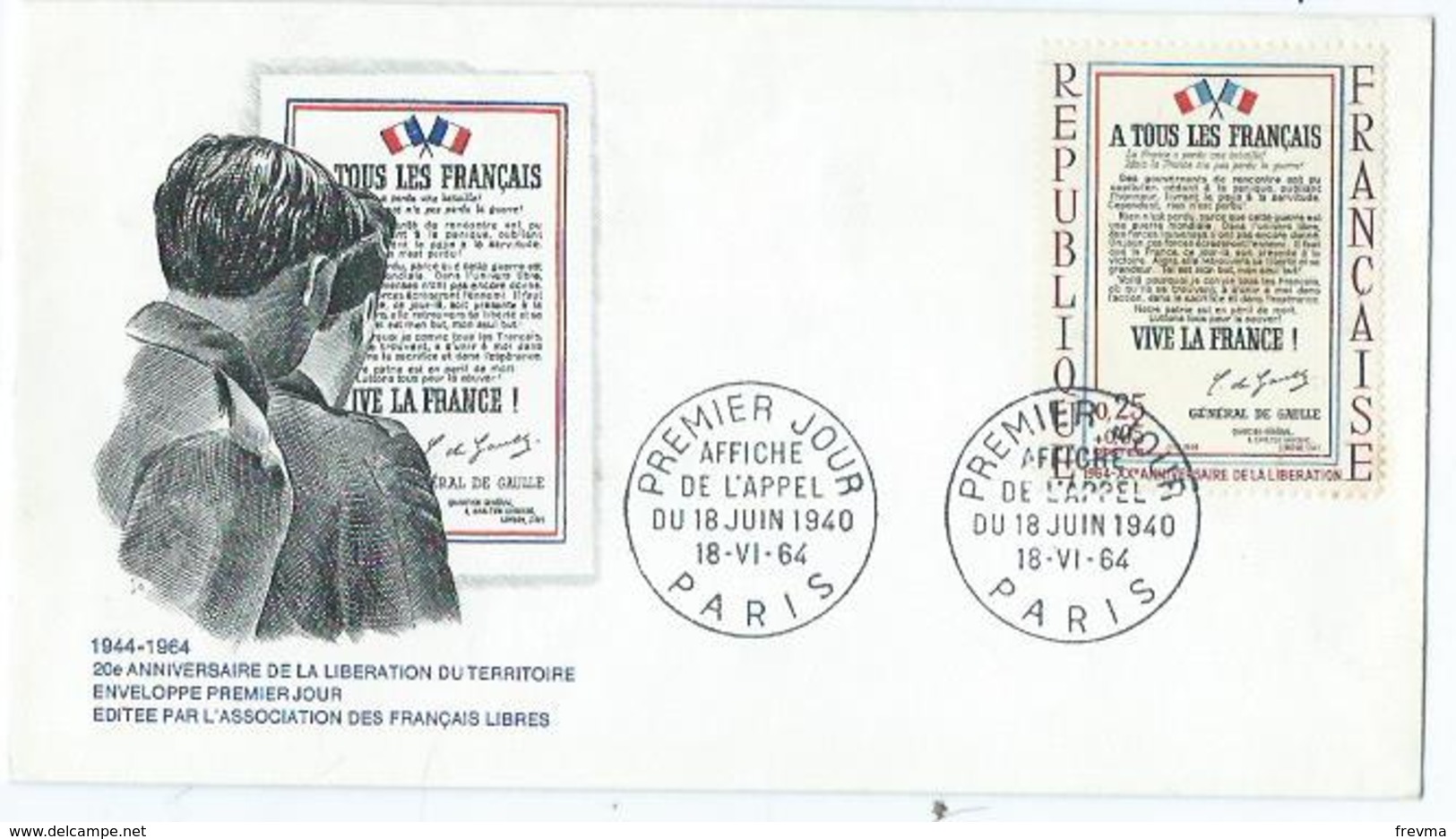 Enveloppe 1er Jour France FDC Liberation 1964 - 1960-1969