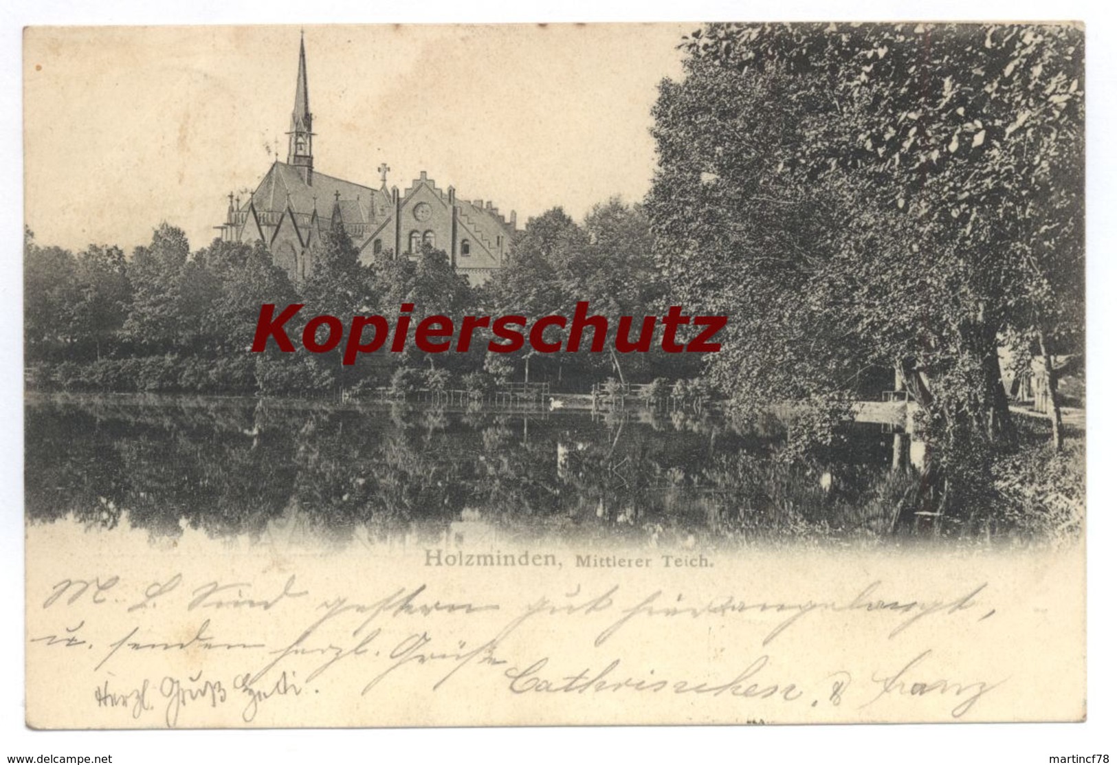 Holzminden Mittlerer Teich Gel. 1904 Postkarte Ansichtskarte - Holzminden
