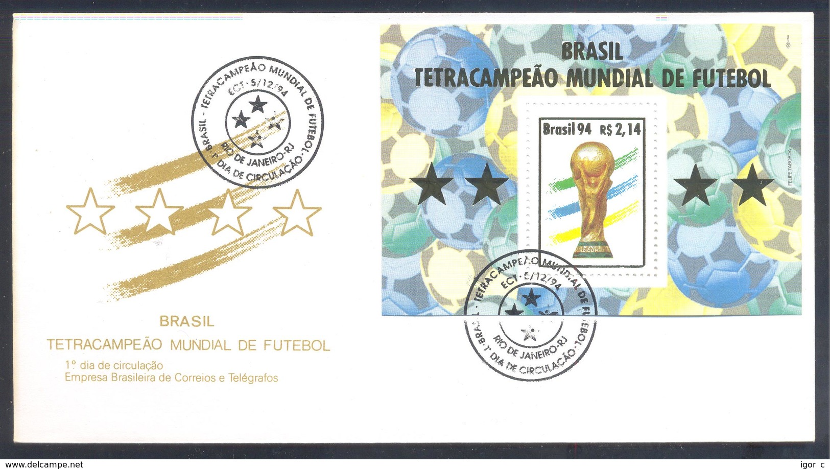 Brazil Brasil 1994 Cover: Fussball Football Soccer: FIFA World Cup 1994 Mundial Weltmeisterschaft Brazil World Champion - 1994 – Stati Uniti