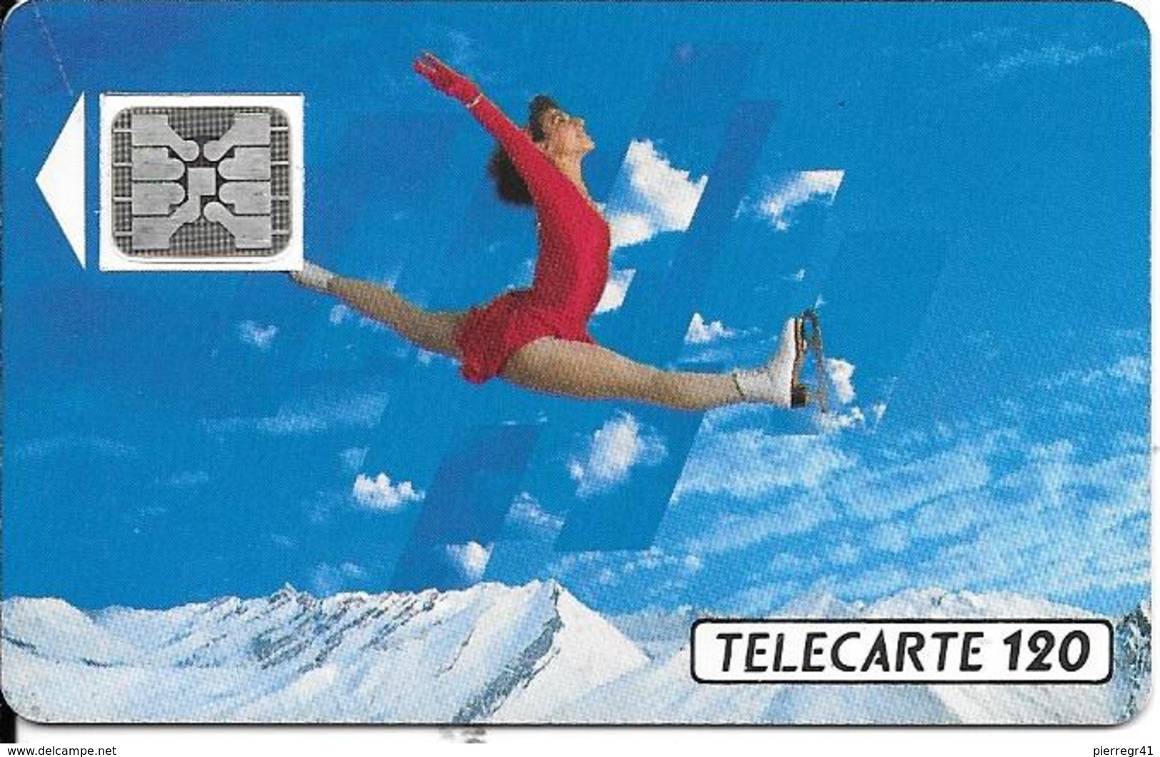 CARTE-PUCE-PUBLIC-F145A-120U-SC4 -Trou 6-02/91-5 Pe 24339-PATINEUSE 1-UTILISE-TBE - 1991