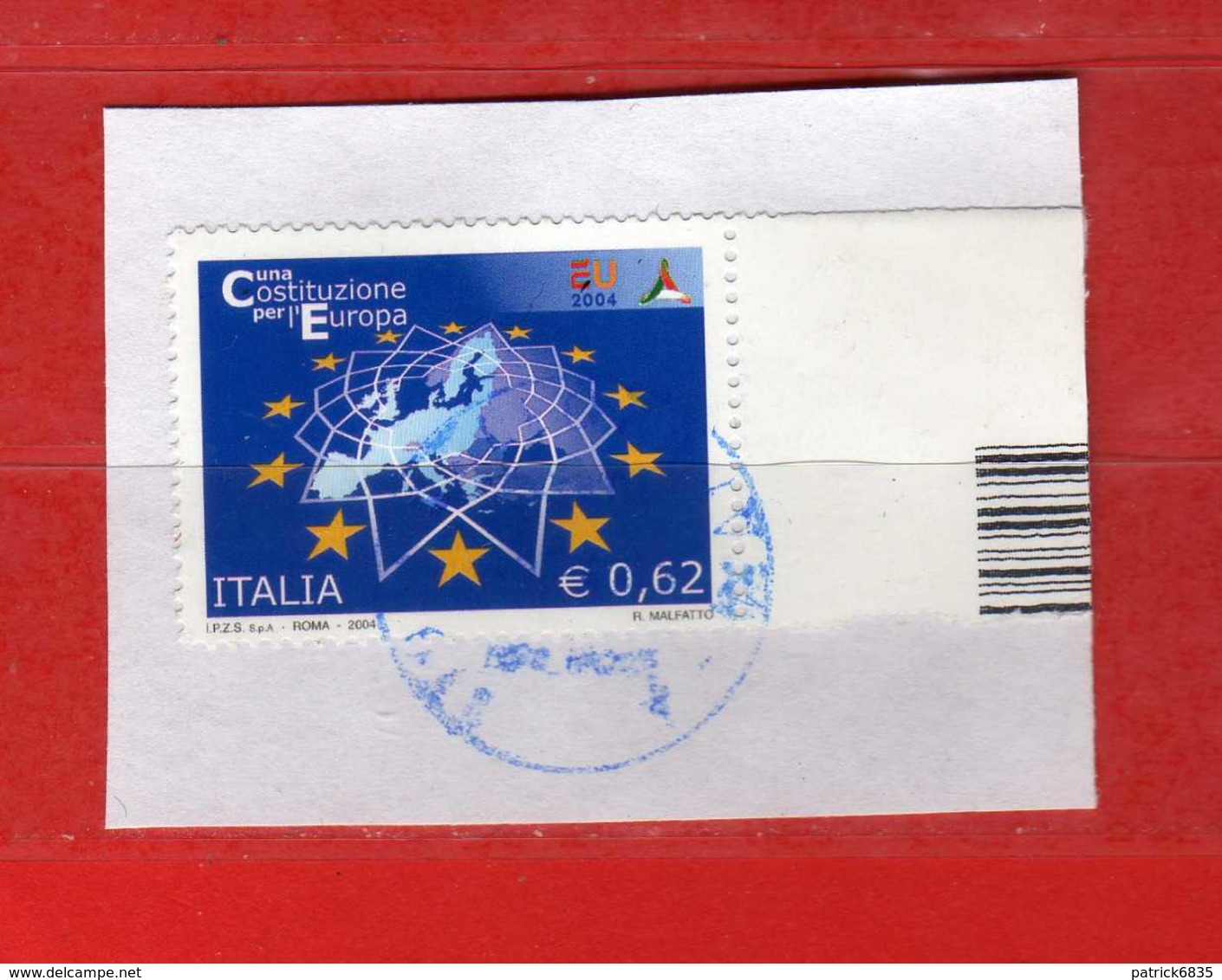 Italia- °-2004- COSTITUZIONE EUROPEA - Unif. 2827. Su Frammento Usato.   Vedi Descrizione - 2001-10: Usati