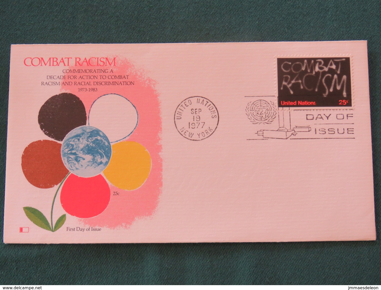 United Nations (New York) 1977 FDC Cover - Combat Racism - Flower - Lettres & Documents