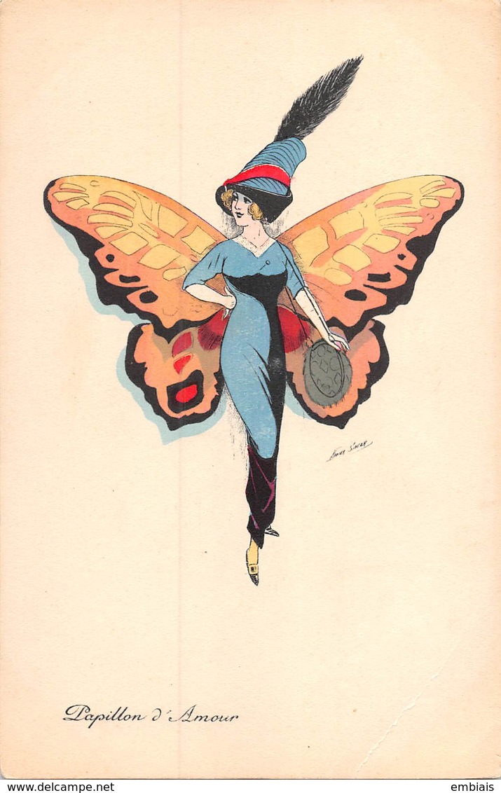 Illustrateur Xavier SAGER - Papillon D'Amour  édit K.F 4544 - Femme Papillon - Sager, Xavier