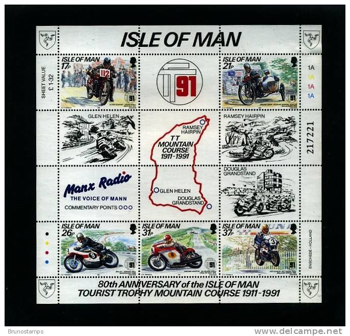 ISLE OF MAN - 1991  TOURIST TROPHY MOUNTAIN COURSE  MS  MINT NH - Isola Di Man