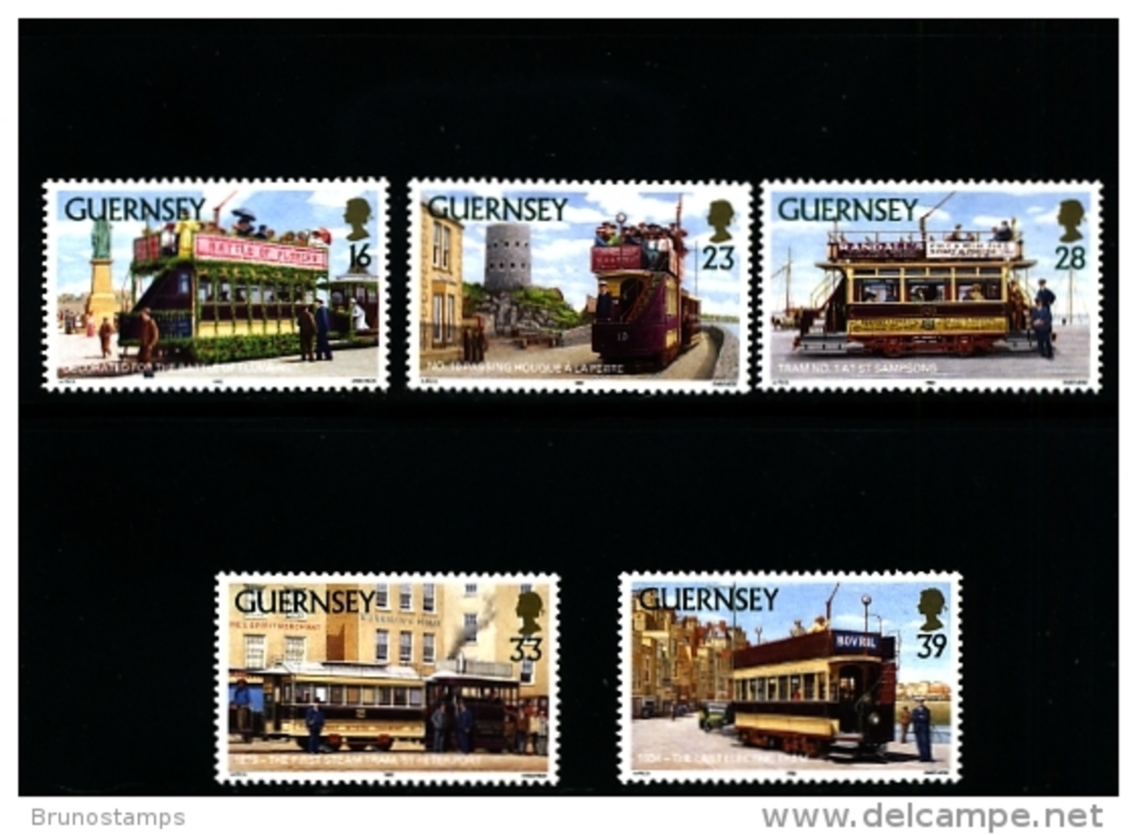 GUERNSEY - 1992  TRAMS   SET  MINT NH - Guernesey