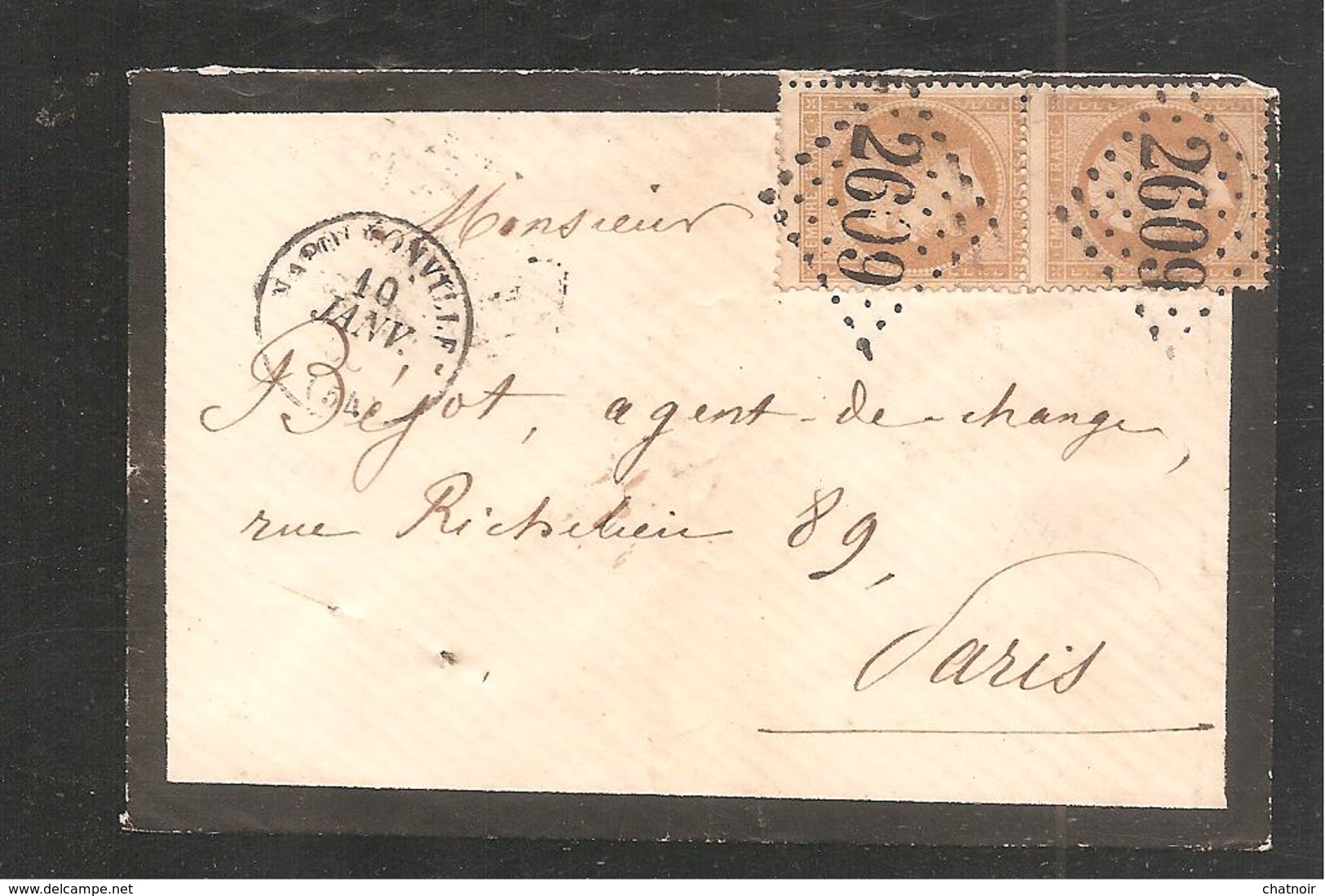 Enveloppe De  NAPOLEONVILLE  GC 2609  Sur 10 C Empire  X 2 - 1853-1860 Napoléon III