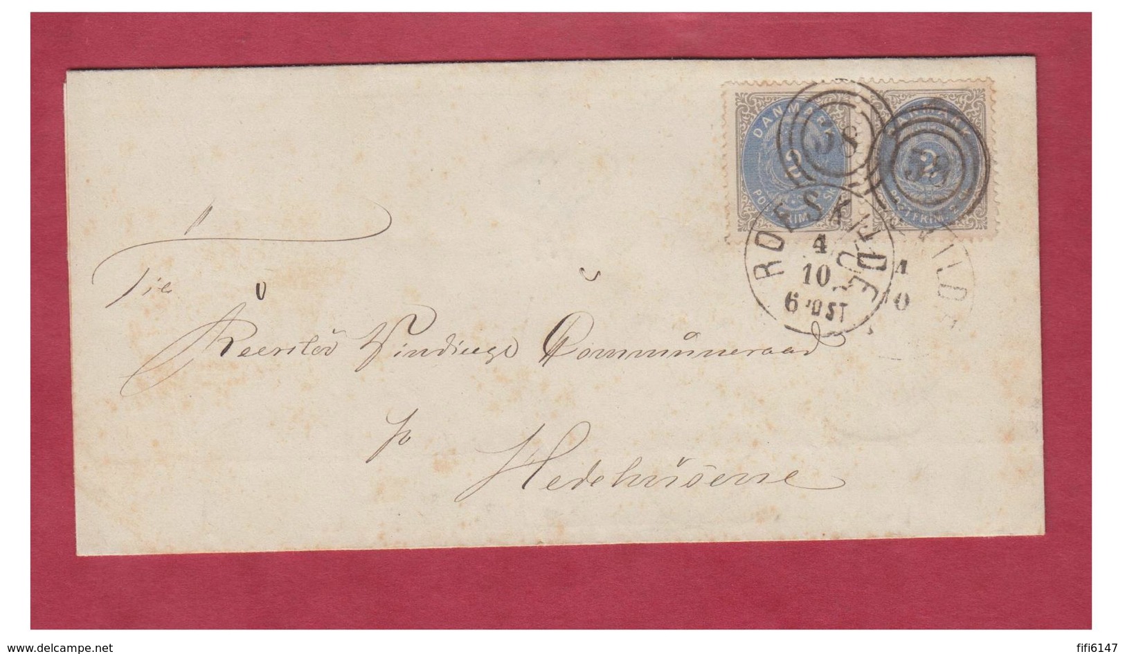 DANEMARK -- 2 SKILLING EN PAIRE -- LETTRE DE ROESKILDE POUR HEDEHUSENE -- CHIFFRE K58 - Lettres & Documents