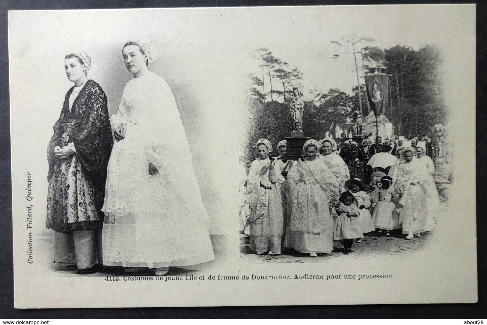 CPA 29 DOUARNENEZ - Costumes De Jeune Fille Et De Femme Pour Une Procession - Villard 1153 Précurseur - Ref. N 167 - Douarnenez