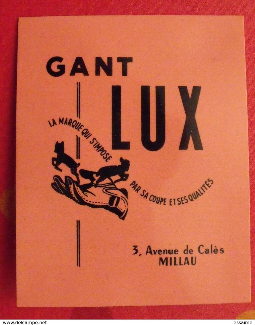 Plaque En Plastique Gant Lux. Millau. Marcel Jost Vers 1960 - Autres & Non Classés