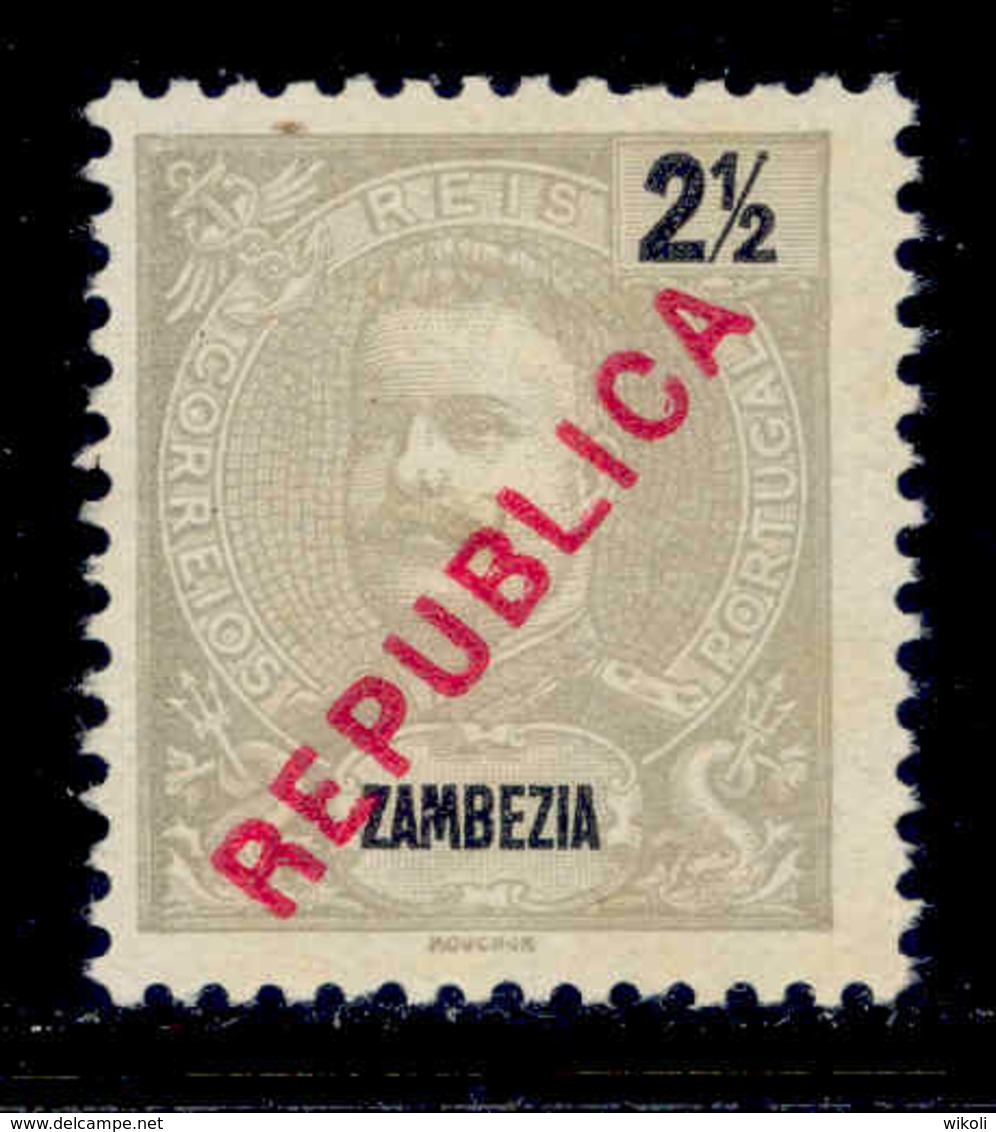 ! ! Zambezia - 1917 King Carlos Local Republica 2 1/2 R - Af. 90 - No Gum - Zambezia