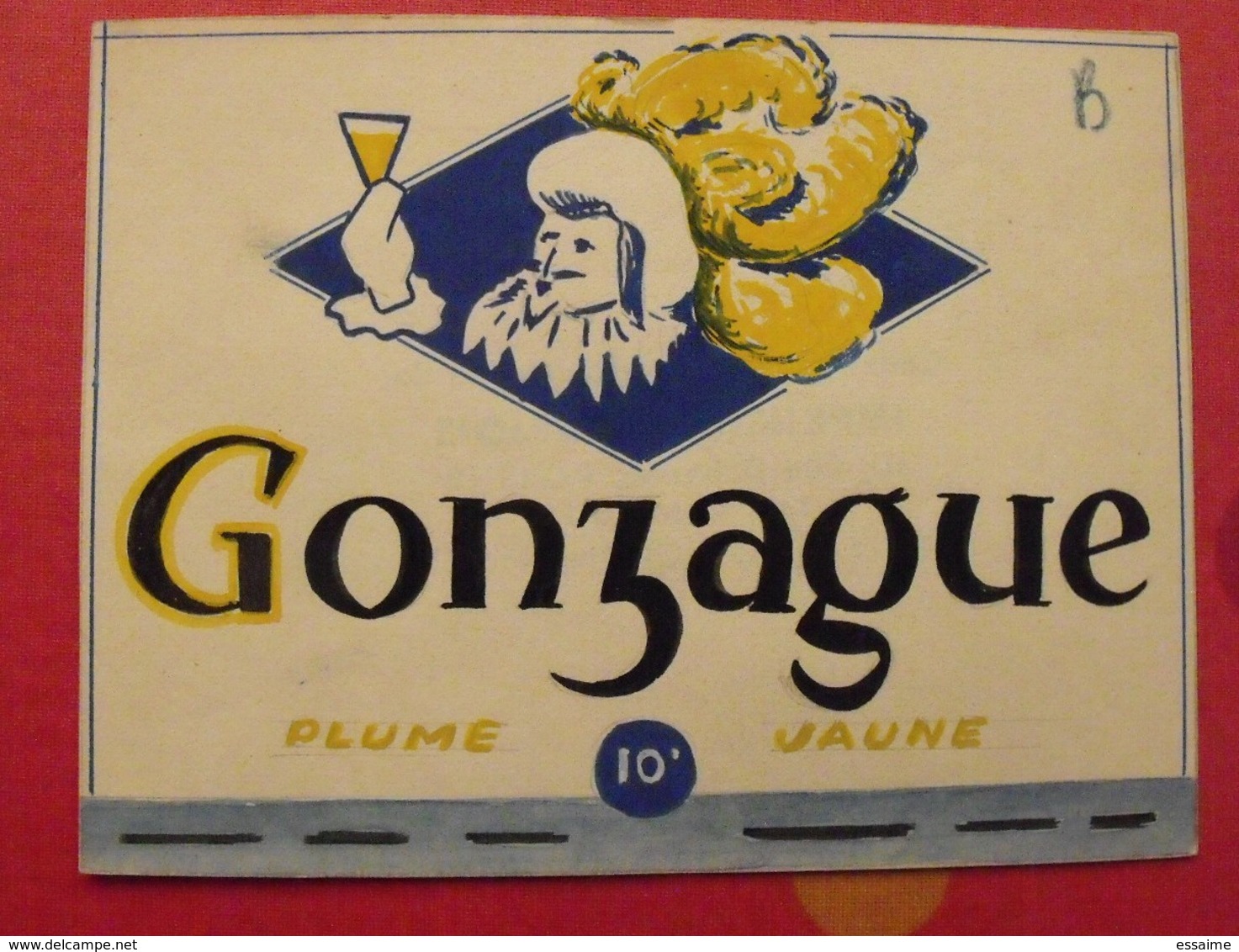 Maquette Gouache D'une étiquette De Vin. Gonzague. Vins Chevrier Coulanges-les-Nevers. Dejoie Vers 1950-60 - Alcools