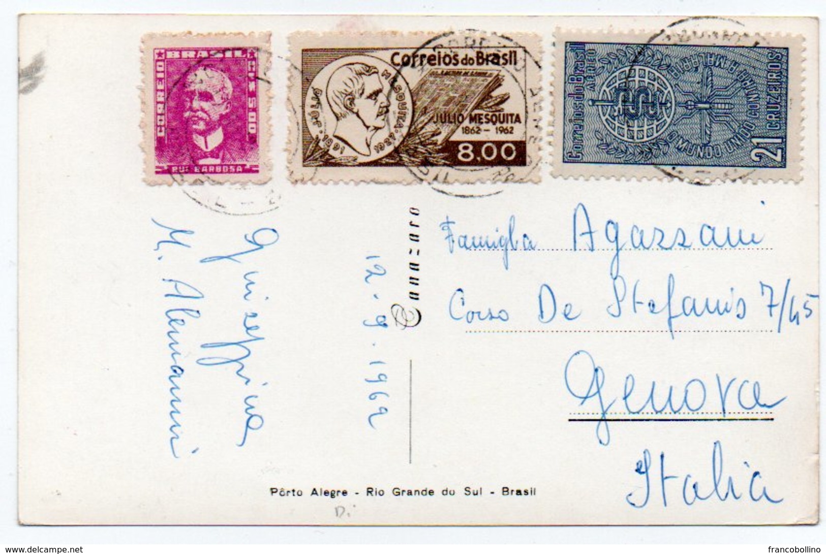 BRASIL/BRESIL/BRAZIL - PORTO ALEGRE-PALACIO DO GOVERNO / THEMATIC STAMPS-MALARIA/PALUDISME - Porto Alegre