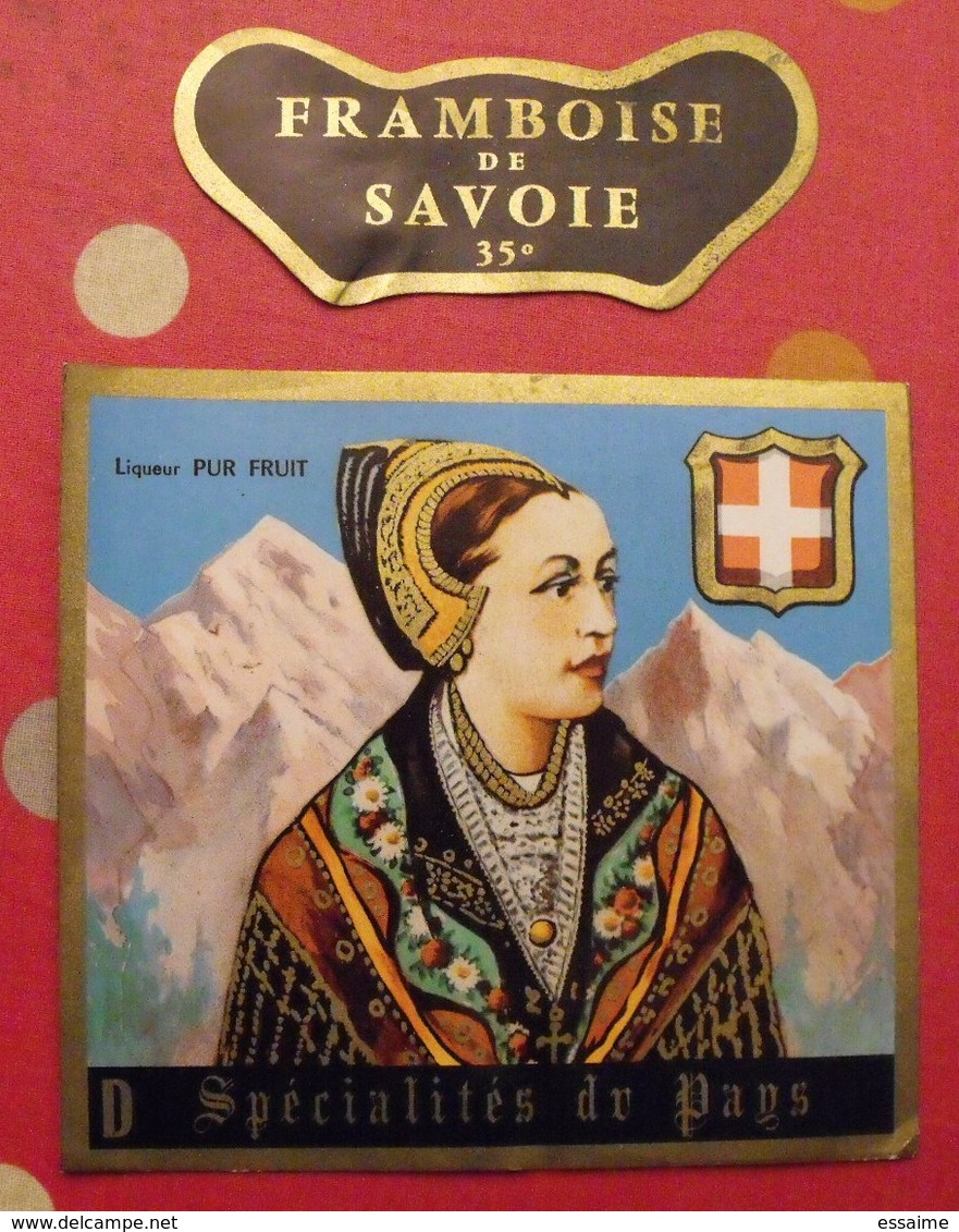 étiquette Liqueur Pur Fruit Spécialités Du Pays. Framboise De Savoie 35°. Vers 1950-60 - Alcools