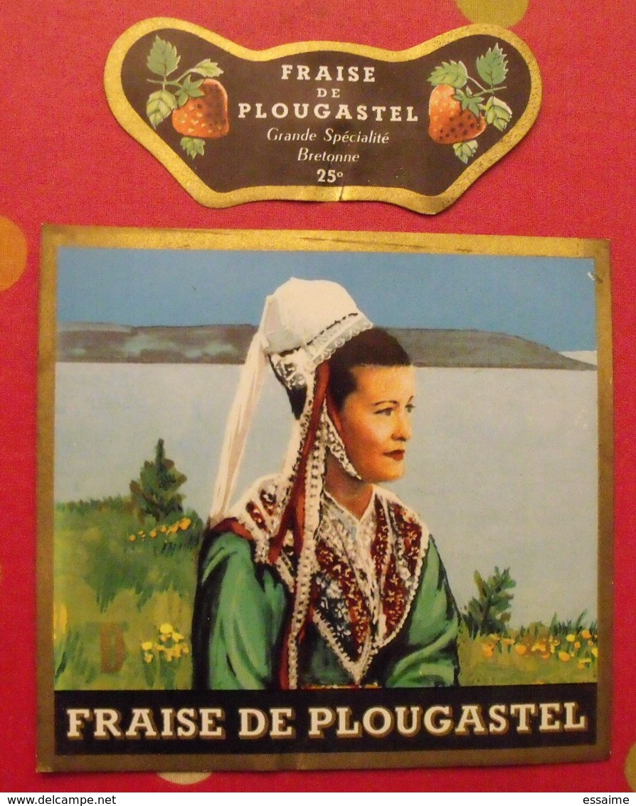 étiquette Liqueur Pur Fruit 25°. Fraise De Plougastel Grande Spécialité Bretonne. Vers 1960 - Alcools