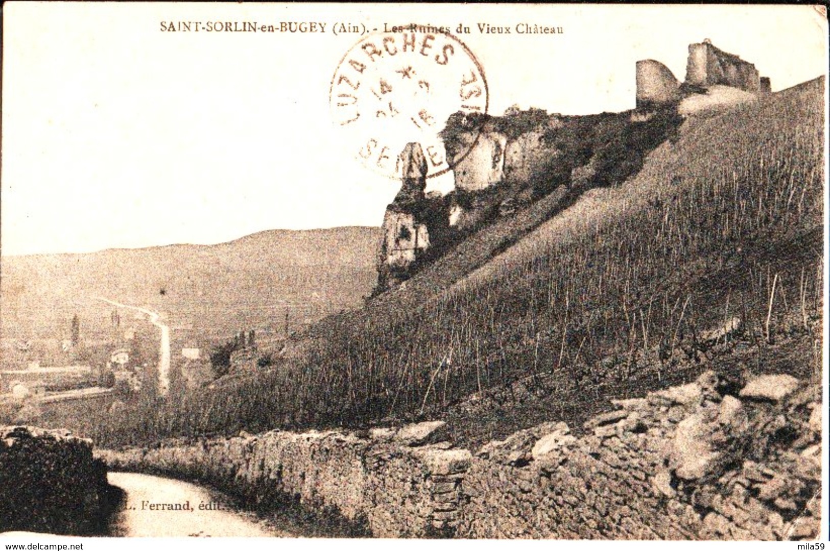 Saint Sorlin En Bugey. Les Ruines Du Vieux Château. De J. Boufflet à M. Et Mme Dierckx à Chaumontel. - Unclassified