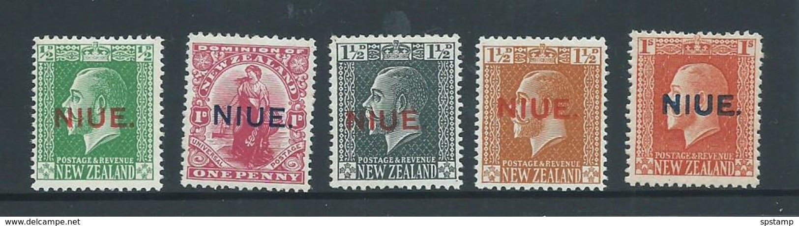 Niue 1917-1920 Overprints On  New Zealand KGV  Part Set Of 5 Values Fine Mint HR - Niue