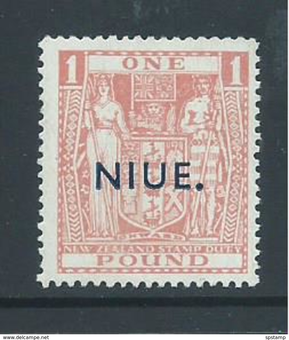 Niue 1941 Overprint On NZ Arms 1 Pound Pale Pink MLH - Niue