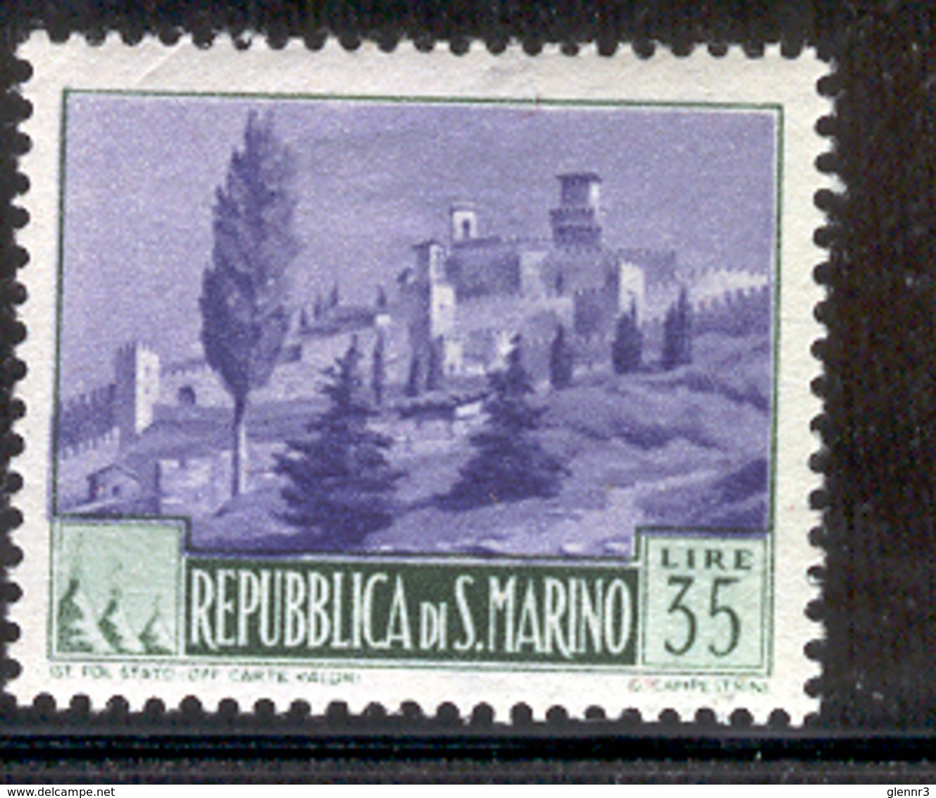 SAN MARINO 1949 35 L View Of Government Palace Scott Cat. No(s). 289 MH - Unused Stamps