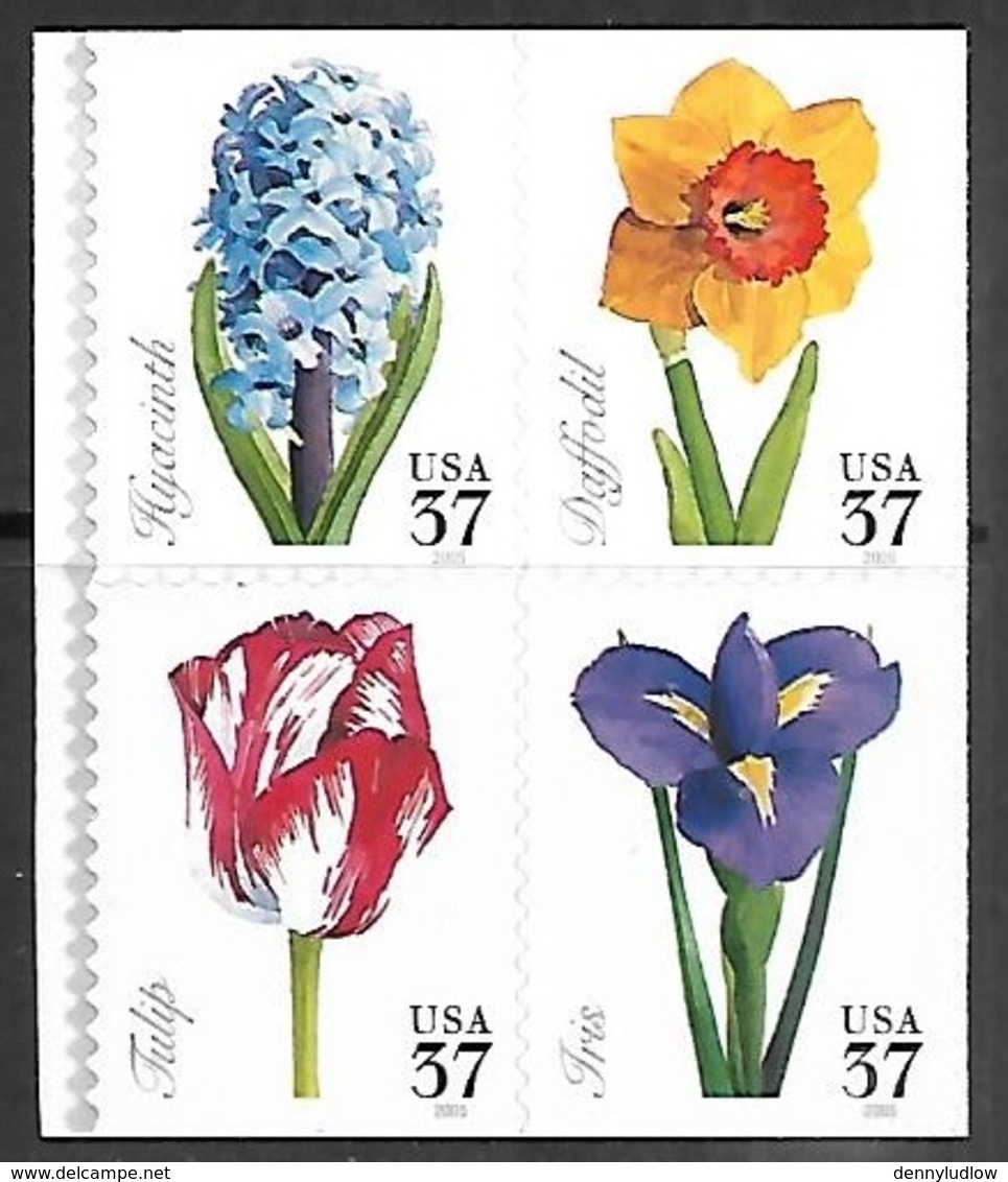 US  2005  Sc#3903a Block Of 4 37c Flowers   MNH  Face $1.48 - Neufs