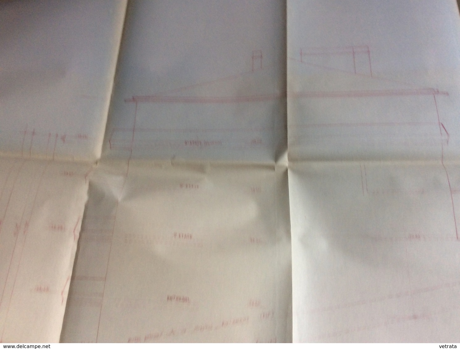 Plan D' Architecte :  103x67 Cm (1ère Moitié Du Siècle Dernier) - Architecture