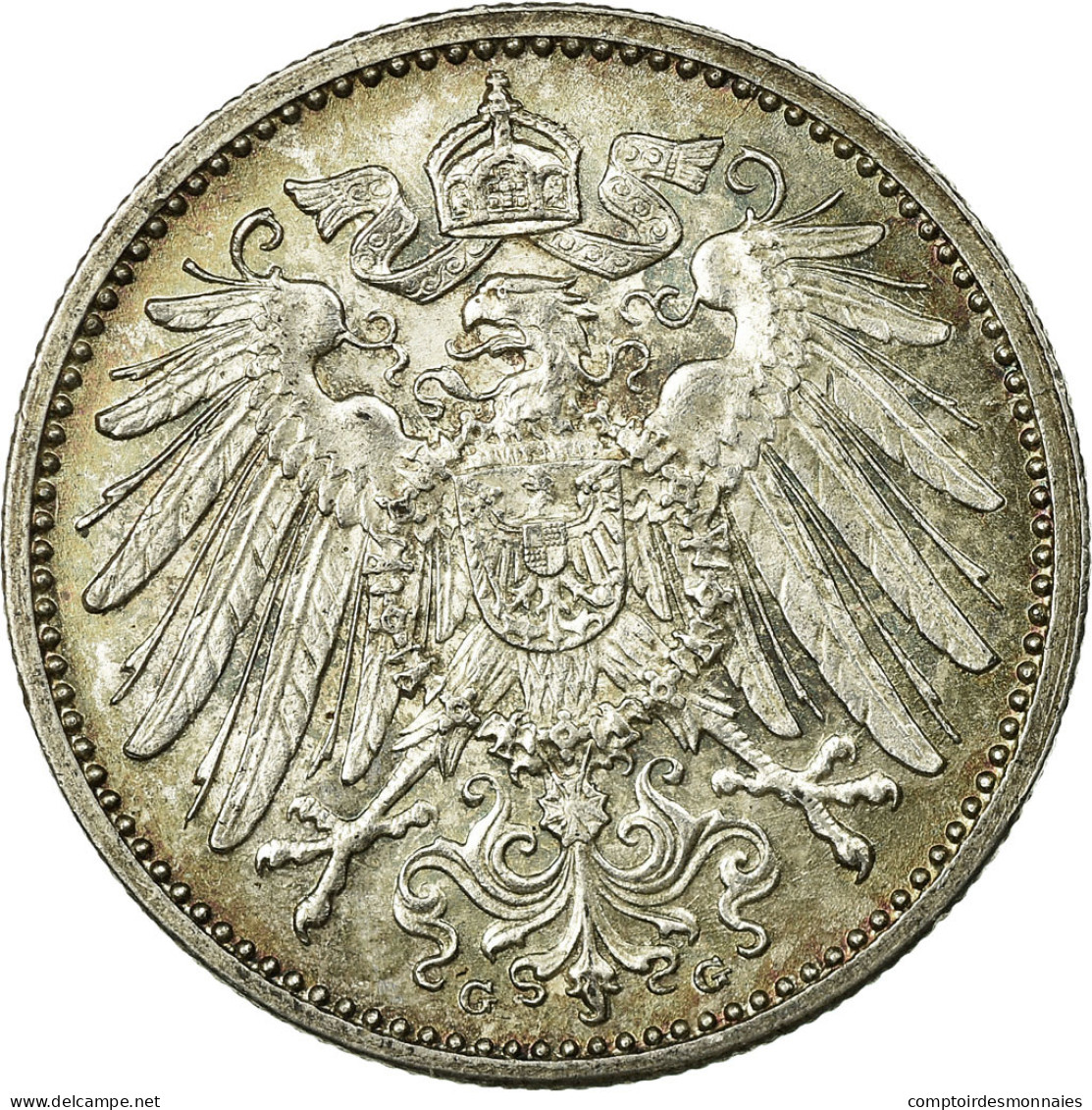 Monnaie, GERMANY - EMPIRE, Wilhelm II, Mark, 1915, Karlsruhe,SUP+,Argent,KM 14 - 1 Mark