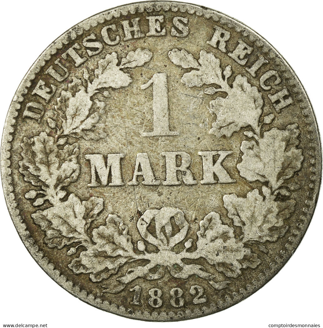 Monnaie, GERMANY - EMPIRE, Wilhelm I, Mark, 1882, Hambourg, TB, Argent, KM:7 - 1 Mark