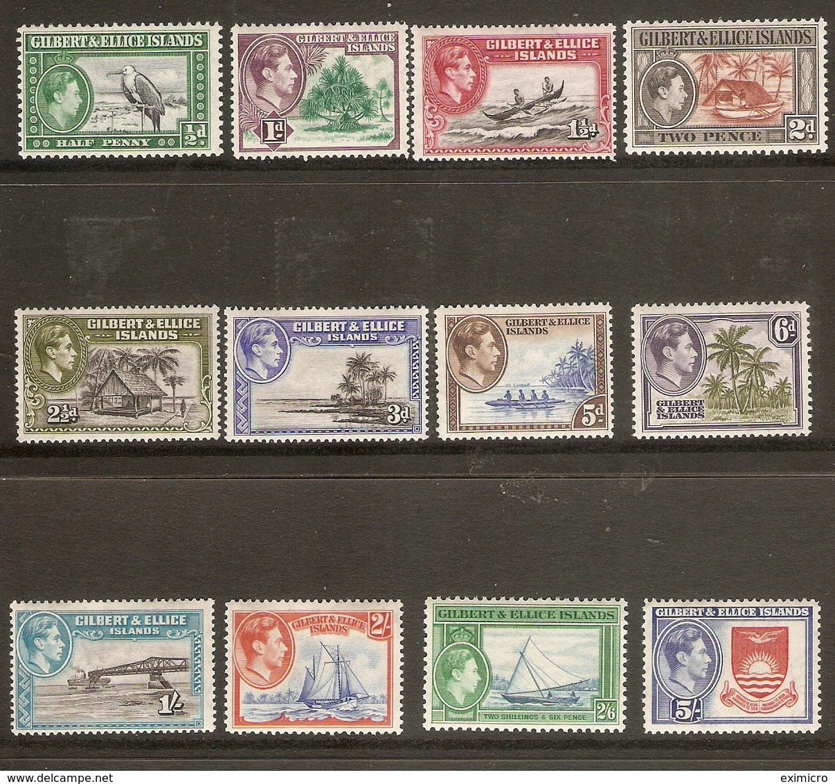 GILBERT AND ELLICE ISLANDS 1939 - 1955 SET SG 43/54 LIGHTLY MOUNTED MINT Cat £42 - Gilbert & Ellice Islands (...-1979)