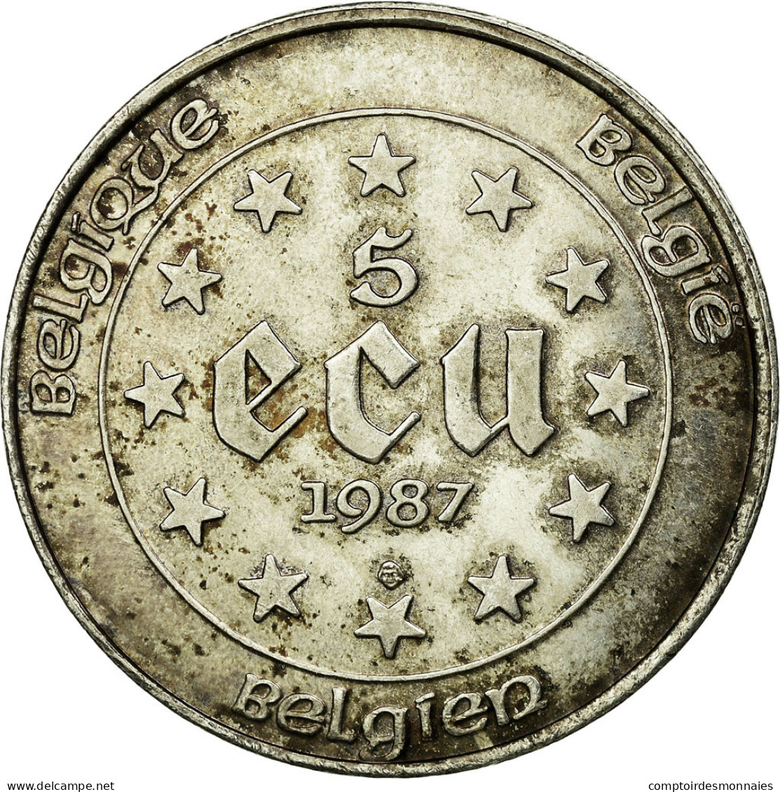 Monnaie, Belgique, 5 Ecu, 1987, TTB+, Argent, KM:166 - Ecu