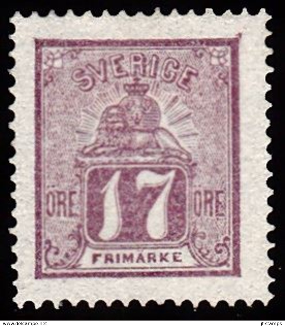 1862 - 1869. Lying Lion. 17 öre Red Violet. Extremely Beautiful Centering. (Michel 15a) - JF100776 - Neufs