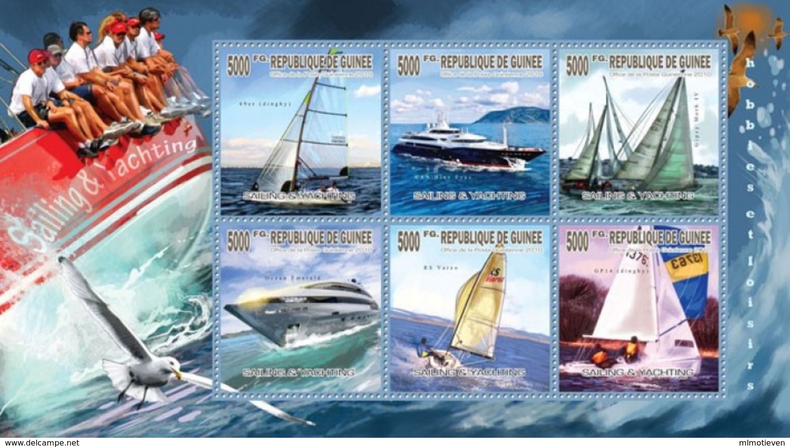 MVS-BK1-644+645 MSP MINT ¤ GUINEE 2010 KOMPL. SET  ¤  MARITIEM - SALLING & YACHTING  - SHIPS OVER THE WORLD - Maritiem