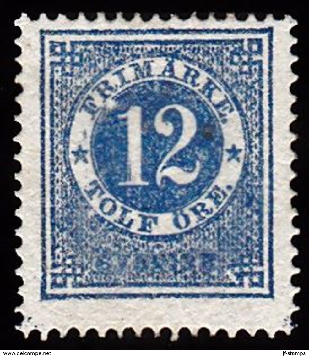 1872. Circle Type. Perf. 14. 12 øre Blue. Variety Facit 21v3. Beautiful Stamp. (Michel 21A) - JF100785 - Neufs