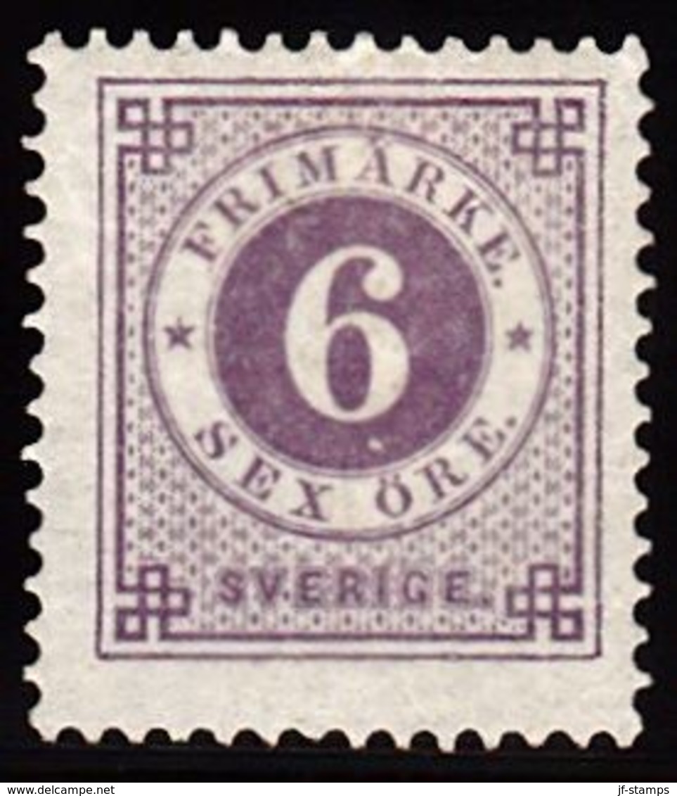 1877. Circle Type. Perf. 13. 6 øre Red Lillac. (Michel 20Ba) - JF100796 - Neufs